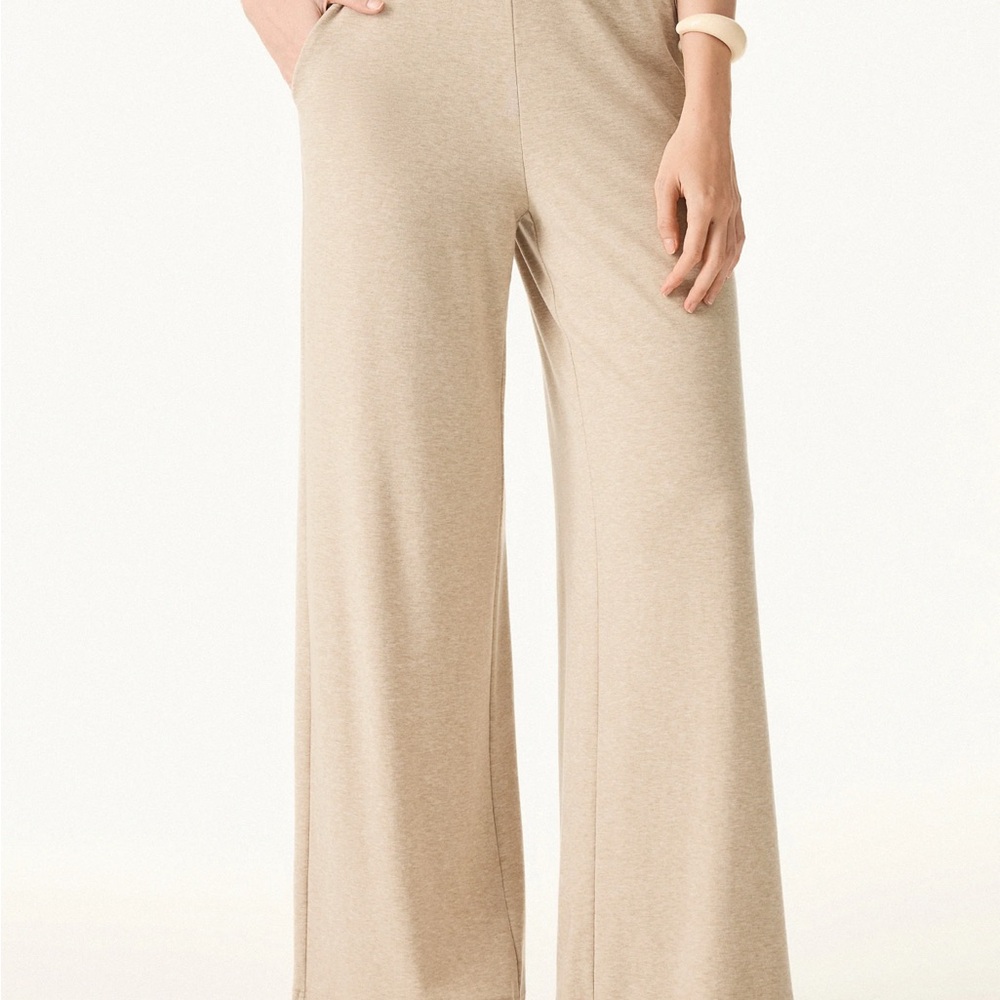 OGL Lyocell Wool Mid Rise Wide Leg Pull-on Pants Pockets SET With TOP Large New - Picture 6 of 11